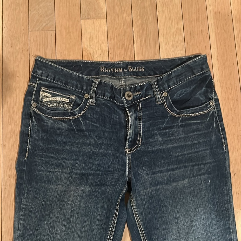 Rhythm In Blues Women’s 2000s Style Denim Boot Cut Mid-Rise Jeans Sz 6 - Picture 12 of 15
